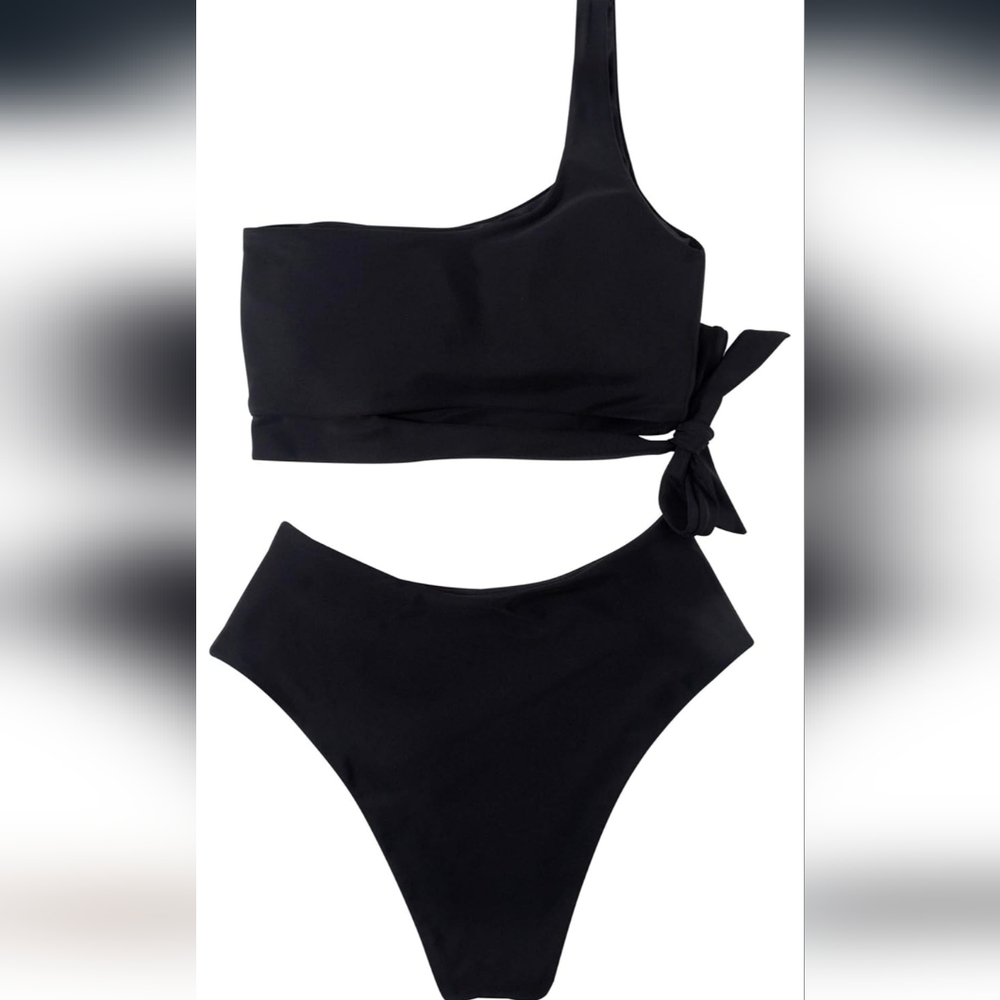 NWOT MOOSLOVER Women One Shoulder High Waisted Bikini Tie High Cut